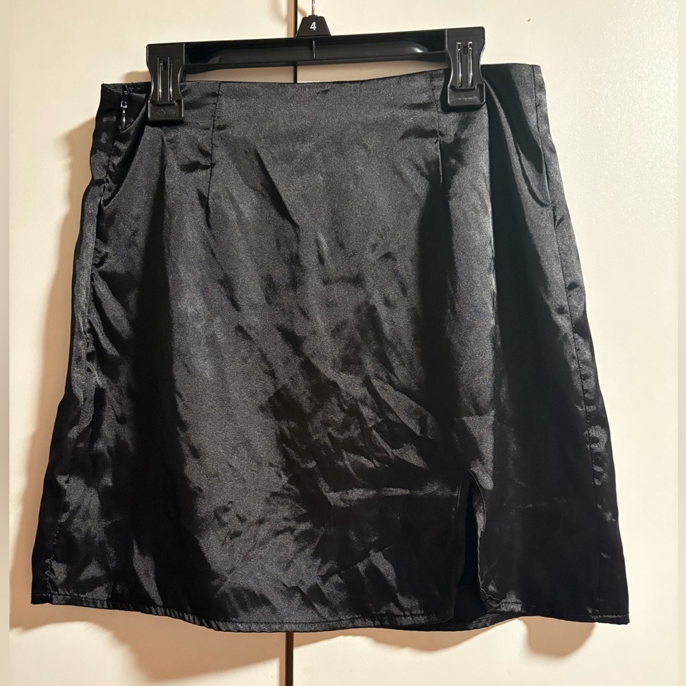 SHEIN Black Satin Mini Skirt